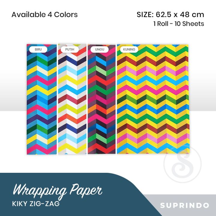 10 Lbr Kertas Kado Kiky Motif Zig Zag Lazada Indonesia