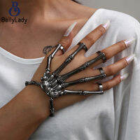 Fashion Skull Hand Bone Five-finger Bracelet Adjustable Integrated Ring Bracelet Jewelry Accessories【fast】