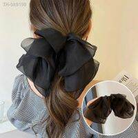 ☊▣℡ New Women Girls Sweet Blue Bowknot Hair Clip Big Ribbon Bow Barrette Solid Color Scarf Hairpin Grip Ponytail Clip