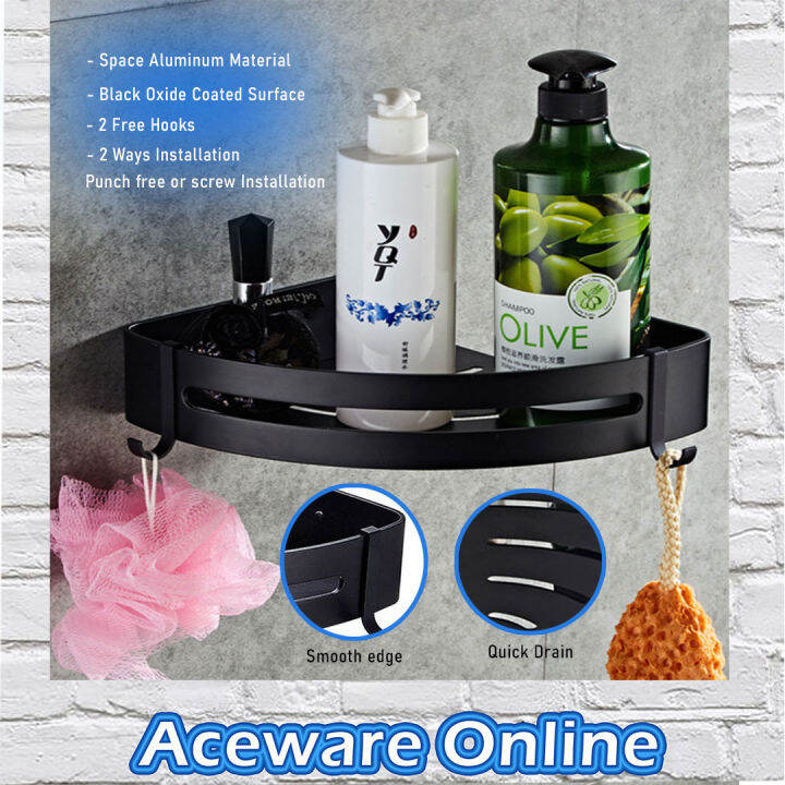 BLK35210 BLACK OXIDE COATED SPACE ALUMINIUM TRIANGLE BATHROOM CORNER