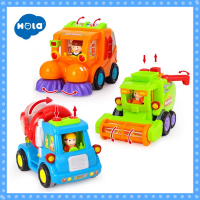 Huile Toy (Hola) แบรนด์แท้ รถก่อสร้าง Sweeper Cement Mixer Clean Truck เกี่ยวข้าว รถบรรทุก 386 ของเล่นเด็ก รถของเล่น