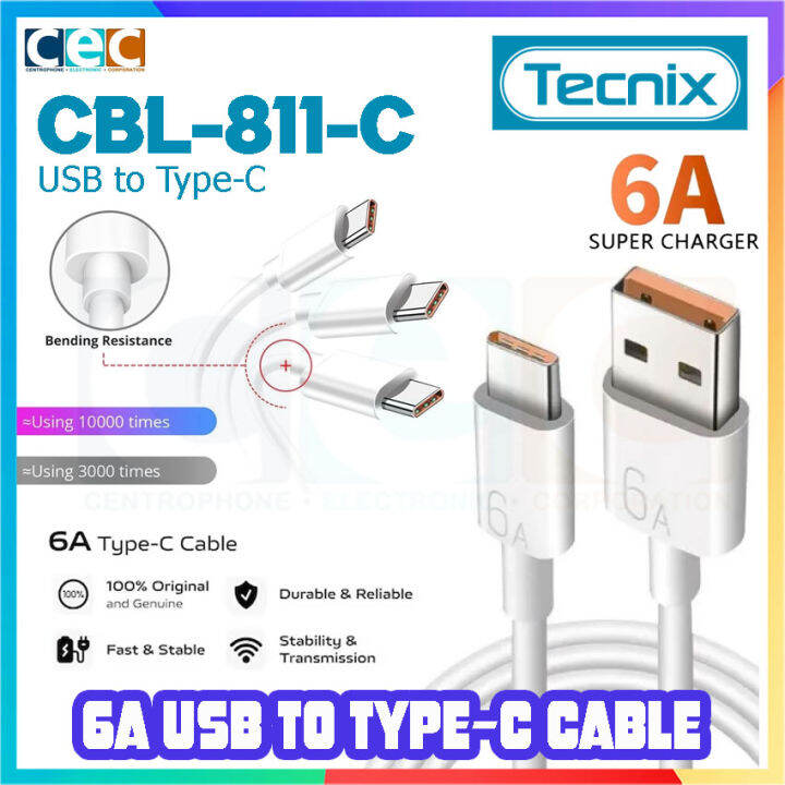 TECNIX CBL811C USB to TYPEC Cable 6A Quick Charging 1M TypeC