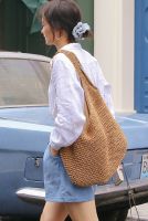 สไตล์เกาหลีใหม่กระเป๋าสาน กระเป๋าถัก hobo BAG  ทรงย่าม B9   มัซับใน