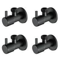 4X Black Angle Valve 304 Stainless Steel Water Stop Valve Leak-Proof Water Cold and Hot General Bathroom Accessories