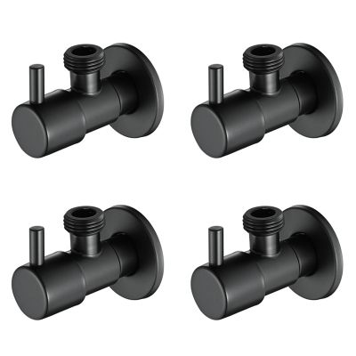 4X Black Angle Valve 304 Stainless Steel Water Stop Valve Leak-Proof Water Cold and Hot General Bathroom Accessories