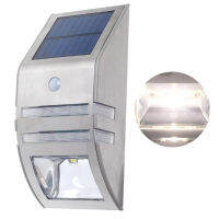 Inligent Outdoor Solar Power Stainless Steel Wall Light Balcony Decorative Modern 2LED DIY Stair PIR Sensor Warm White Garden