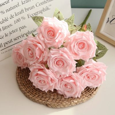[AYIQ Flower Shop] Retro ประดิษฐ์9หัว Diamond Rose Bouquet งานแต่งงานหน้าแรกห้องนั่งเล่นสวนการจัดดอกไม้การถ่ายภาพ Props Home Decor