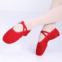 ETXBlack Red Pink White Tan Canvas Flat Yoga Teacher Gymnastic Ballet Dance Shoes Kids Ballet Practise Perform for Girl Women Dance