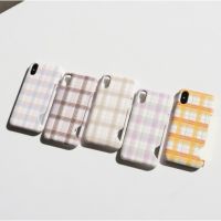 【Korean Phone Case】 CHECK PATTERN Slim Card Case 5 Colors Compatible for iPhone 8 xs xr 11pro 11 12 12pro mini Samsung Korea Made agh