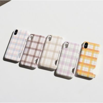 【Korean Phone Case】 CHECK PATTERN Slim Card Case 5 Colors Compatible for iPhone 8 xs xr 11pro 11 12 12pro mini Samsung Korea Made ad