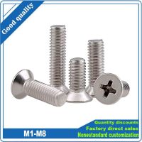 5/10/50p M1 M1.2 M1.4 M1.6 M2 M2.5 M3 M3.5 M4 M5 M6 M8 304 สแตนเลสสตีล Cross Phillips Flat Countersunk หัวสกรู Bolt GB819-asdewrwerds