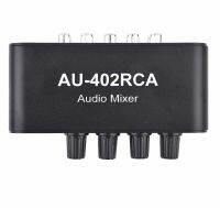 AU-402RCA เครื่องมิกซ์เสียงสเตอริโอมัลติแชนแนลแหล่งเสียงวอลลุ่มอิสระควบคุมหูฟัง3.5มม. 4อินพุต