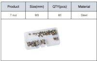 60/150ชิ้น M3 M4 M5สำหรับ20ชุด T-Slot T-Nut เลื่อน T-Nut หัวค้อนชุดโพรไฟล์อะลูมิเนียมขึ้นรูปตัวเชื่อมแหวนสกรู