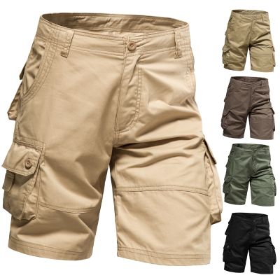 Mens Shorts Loose Large Size Multi-Pocket Overalls Summer Cotton Comfortable Nickel Pants Outdoor Casual Sports Beach Pants