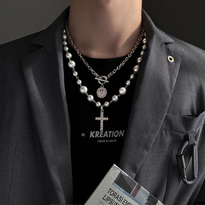 Men's new stainless steel long hip hop pendant necklace Korean version  accessories compass feathers sun long geometric yin and yang round U-shaped  horseshoe | Shopee Malaysia