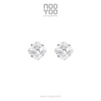 NooYoo ต่างหูสำหรับผิวแพ้ง่าย Cubic Zirconia ทรง Princess Cut - 4 ขนาด