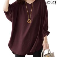 COD DSFERTRETRE ZANZEA Plus Size Summer Women Blouse Solid Shirt V-Neck Half Sleeve Casual Office Blouse