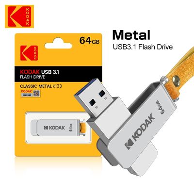 Kodak แฟลช USB แฟลช USB โลหะ USB3.0หมุนได้64GB 128GB สายคล้อง256GB ไดรฟ์หน่วยความจำ Pendrive ไดรฟ์ปากกา OTG ดิสก์ U กันน้ำ