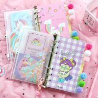 Kawaii Binder Notebook Cute Unicorn Journal A6 Diary Grid Line Agenda 6 Rings Planner Organizer Spiral Note Book School Handbook