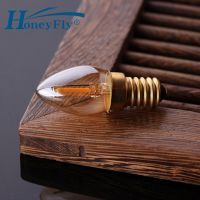 Honeyfly หลอดไฟสีเหลืองอำพัน LED C7 0.5W 110V/220V หลอดไฟแบบหรี่ได้ E14 E12หลอดไฟสีวอร์มไวท์แก้วใส10ชิ้น