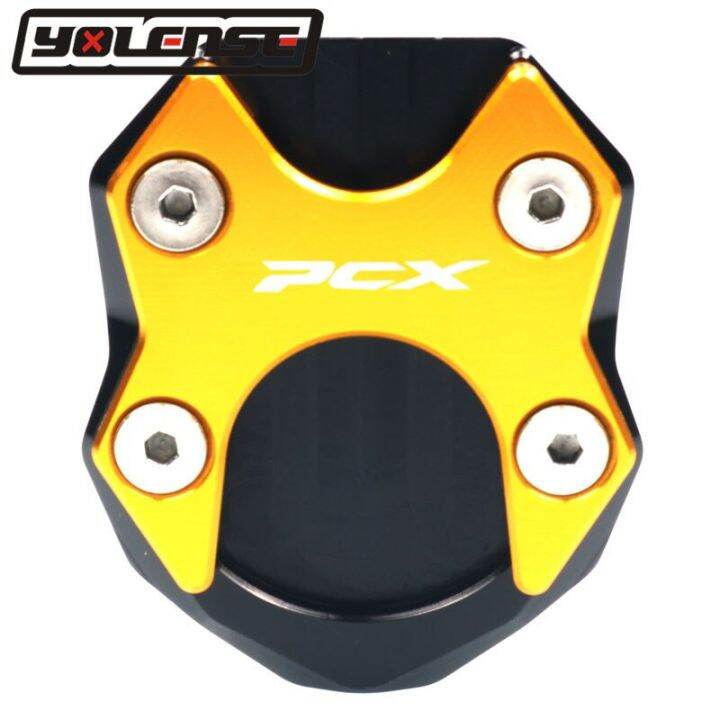 แผ่นขยายขาตั้งสำหรับฮอนด้า-pcx125-pcx-125-pcx150-pcx-150-2018-2021อลูมิเนียม-cnc-รถจักรยานยนต์แผ่นขยายขาตั้งข้าง