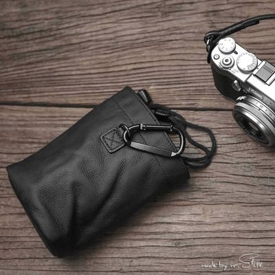 Mr.Stone Camera Case Bag In Black Color Camera Backpack Accessories For Sony Fujifilm Canon Handmade Genuine Leather