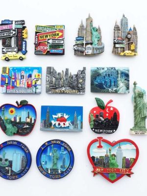 American New York Creative Cultural Landscape Tourism Commemorative Decorative Painted Handicrafts Magnetic Refrigerator Stickers With Souvenirs 【Refrigerator sticker】♞◆◈