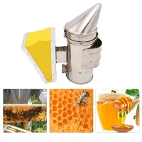 COSH Bee Hive Smoker Bee Keeper Smoker Stainless Steel Heat Chamber Yellow Bellow Beekeeping Equipment Bee Smoker for B