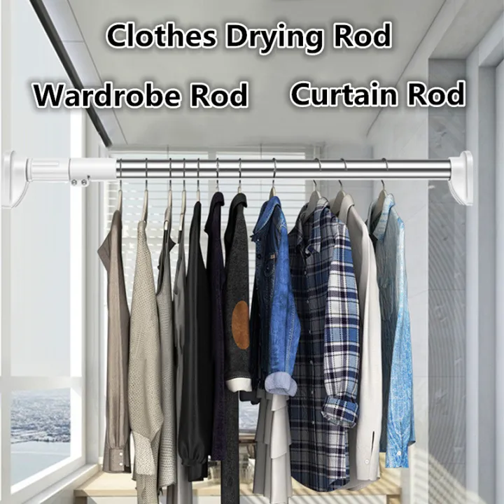 55 230cm Adjustable Curtain Rod Clothes, Can You Use A Shower Curtain Rod To Hang Clothes