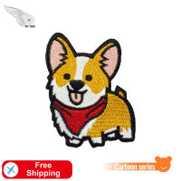 Corgi Cute Dog Embroidery Patches Animal Applique Iron on Badges for Clothing Jacket Bags Child Accessories DIY Customized Puppy