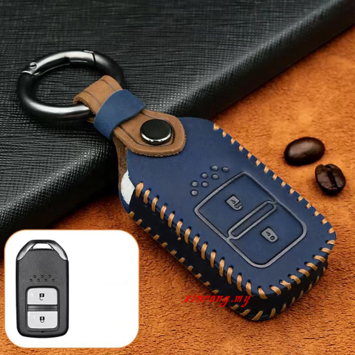 สำหรับฮอนด้า-hrv-crv-แจ๊ส-brv-2014-2021-keyless-กุญแจรถปกหนังเย็บมือ