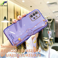 JieFie สำหรับ Samsung Galaxy A12 / A13 / A32 / A52 / A72 / A22 / A23 / A33 / A53 / A73 กรณีโทรศัพท์หรูหราชุบโครเมี่ยมซิลิโคนที่มีสีสันโทรศัพท์ + สายรัดข้อมือเชือกผู้ถือ