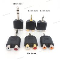 1x 1/4 inch Audio 3.5mm 6.5mm 6.35mm Male Plug To 2 Dual Rca Female Jack plug Y Splitter stereo Connector Converter AV Adapter WB5TH