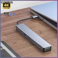 CUWRYG แล็ปท็อป PC Splitter PD สถานีแท่นชาร์จ5 In 1ฮับ USB-C Dual HDMI เข้ากันได้ Type-C จอแสดงผลหลายหน้าจอ