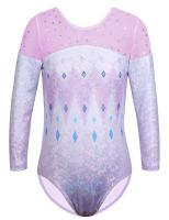 BAOHULU 3-12 Years Girls Gymnastics Leotard 34 Sleeve Ballet Costumes Sequin Decroration Performance Training Dance Wear