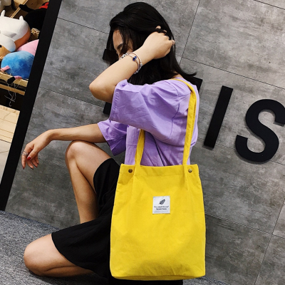 ② กระเป๋าสะพายไหล่สำหรับผู้หญิงผ้าฝ้ายกระเป๋าถือสีทึบ Eco Shopping Orangnizer Reusable ขนาดใหญ่ Shopper Totes กระเป๋า
