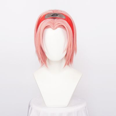 【jw】✠●✚ Synthetic Anime Haruno Wig Pink Hair Resistance Role Headband Cap