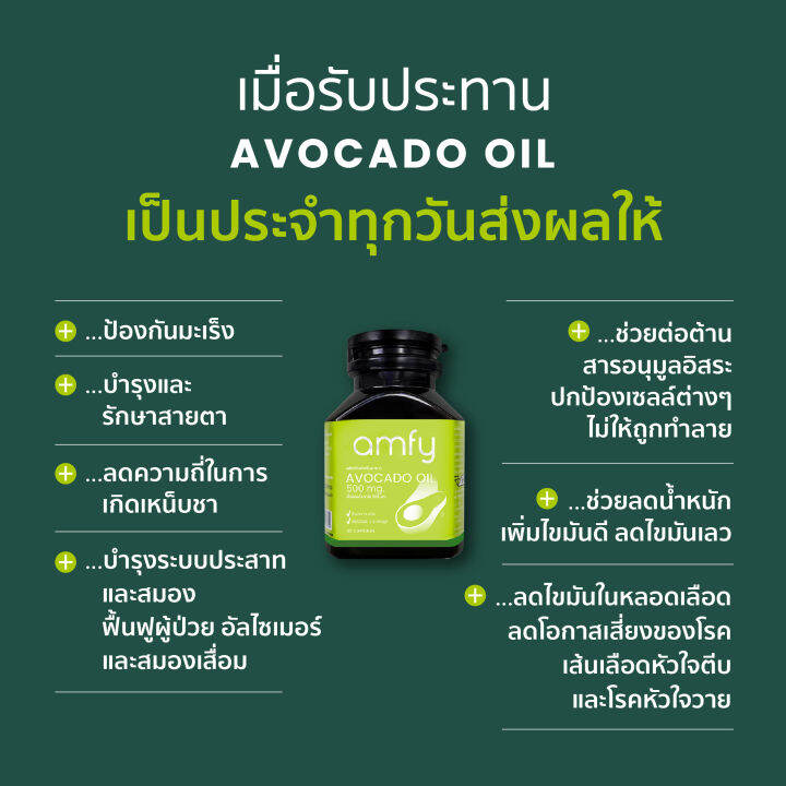 ส่งฟรี-แอมฟี่-amfy-avocado-oilอะโวคาโดสกัดเย็น-ออกฤทธิ์เเก้อาการได้ตรงจุด-เพิ่มไขมันดี-ความเสี่ยงของโรคหลอดเลือดสมองและ-หัวใจ