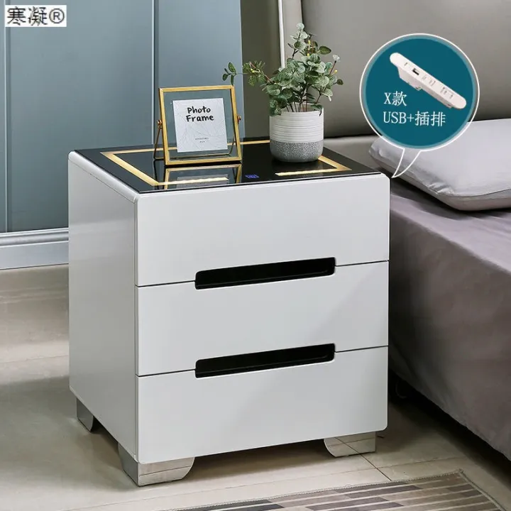 Smart bedside table simple modern storage cabinet Nordic style bedroom ...