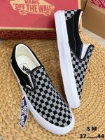 รองเท้าผ้าใบสีดำลายหมากฮ๊อต VANS Slip On มาใหม่สินค้าส่งจากไทย สวยเรียบหรู สั่ง 2คู่แถมฟรีดันทรง