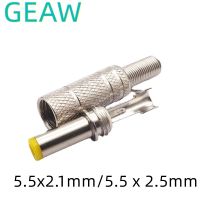 ◐❃⊙ 50pcs Metal DC Connector 5.5x2.1mm/5.5 x 2.5mm DC Power Male Plug Jack with Spring and Yellow Head Adapter 5.5x2.1mm/2.5mm