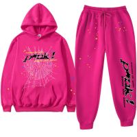 High Quality Young Thug Pink Sp5der 555555 Hoodie Men Women 1:1 Print Spider Web Graphic 555555 Sweatshirts Pullovers Mens Set