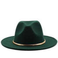 Blackgreen Wide Brim Simple Church Derby Top Hat Panama Solid Felt Fedoras Hat for Men Women artificial wool Blend Jazz Cap