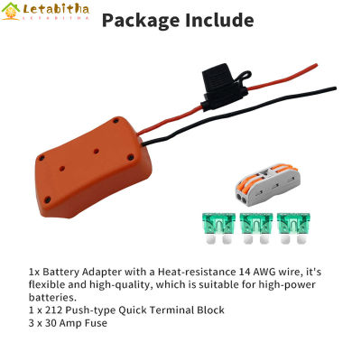 Letabitha อะแดปเตอร์ล้อไฟฟ้าพร้อมบล็อกเทอร์มินัลตัวยึดฟิวส์,สามารถใช้ได้กับแบล็คเด็กเกอร์ Stanley Porter แบตเตอรี่ลิเธียม18V 20V