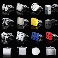 【hot】 quality brass silvery laser building Cufflink fashion mens French wholesale  retail