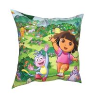 {fabric sofa} Dora สำรวจปลอกหมอนพิมพ์โพลีเอสเตอร์ปลอกหมอนอิงตกแต่งโยนปลอกหมอนปกบ้านสแควร์45X45cm