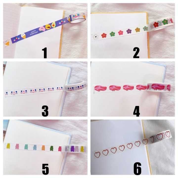 พร้อมส่ง-p-009-เทปวาชิน่ารัก-ins-เทปกาววาชิ-ลายการ์ตูนน่ารัก-สำหรับตกแต่ง-diy