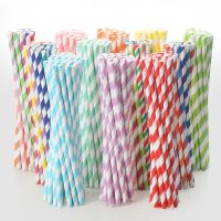 25pcs Mix-colors Biodegradable Disposable Paper Straws Drinking Wedding Birthday Favors Decoration Supplies