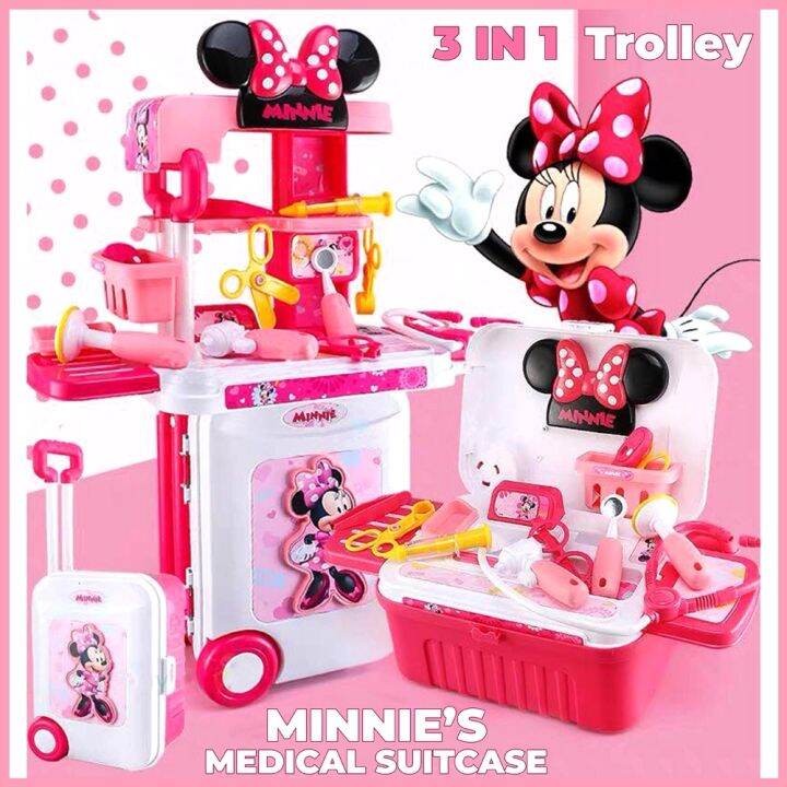 Minnie Mouse Kitchen Trolley Toy MInnie Mouse Doctor Trolley 3in1 Light