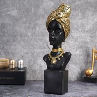 Resin Ethnic Style African Woman  Heads Figurines Creative Interior Decoration Accessories Crafts Storage  Ornamen